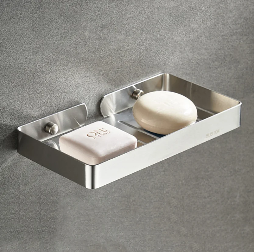 Bathroom 304 stainless steel drain soap dish bathroom shelf soap basket toilet wall mount storage soap holder