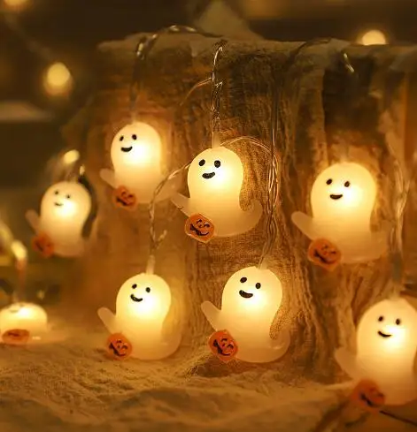 

Halloween Ghost LED String Lights LEDs Halloween Decorations Party Lights Operated Copper Wire Night Light Patio Indoor Decor