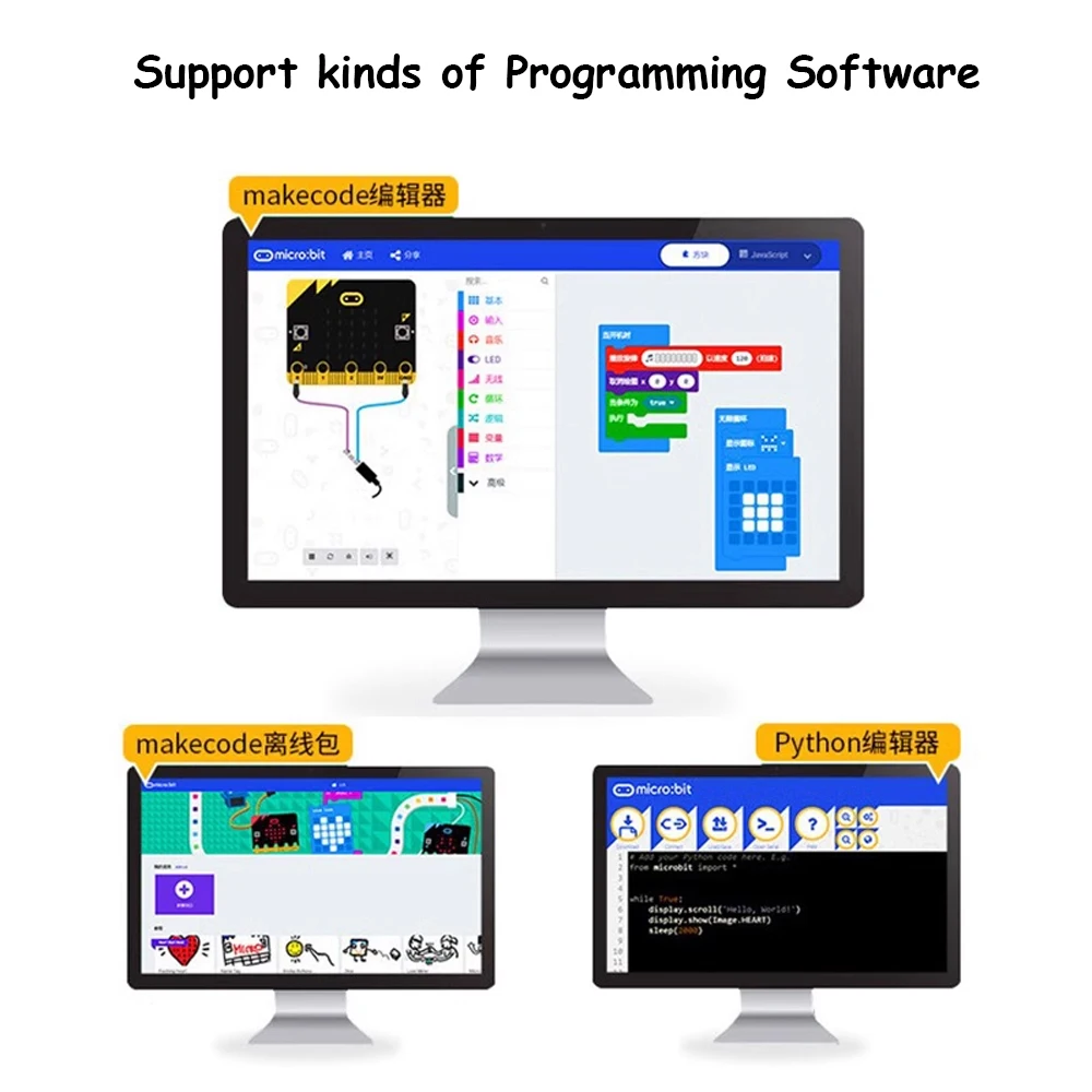 الأصلي بي بي سي Microbit V2.2 مجلس التنمية دعم Makecode بايثون للفصل التعليم تعليم الطلاب البرمجة التعلم