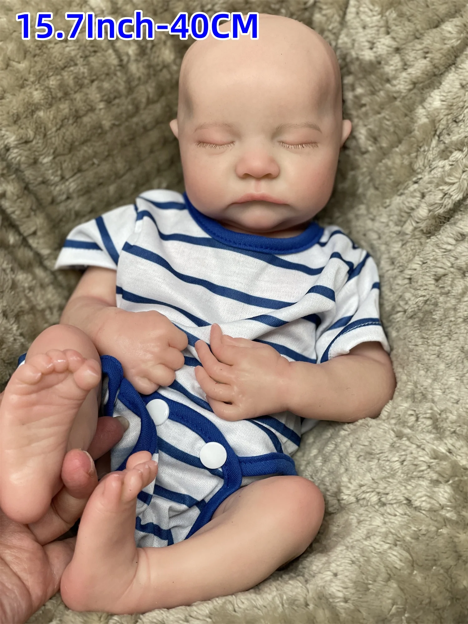 Can Open Mouth 2Styles 40CM Levi Silicone Boy Doll With Painted Bald Very Soft Touch Feeling Flexible Bebe Reborn Doll For Kids