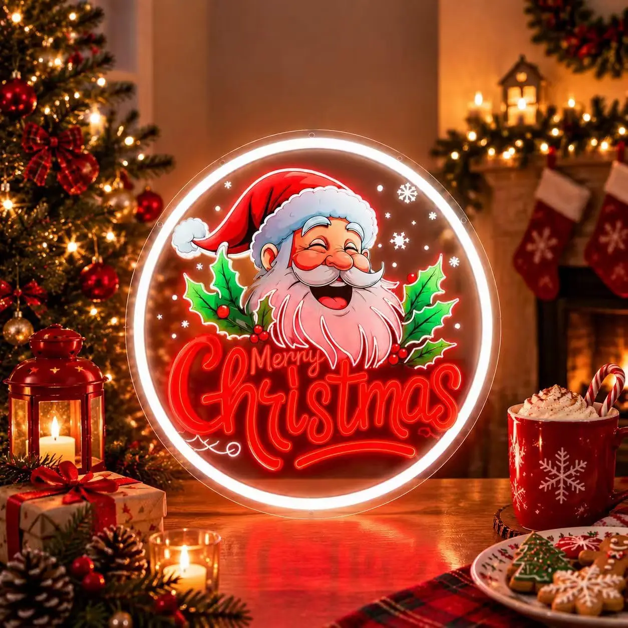 Merry Christmas Neon Sign LED Neon Light USB Santa Claus Neon Lamp Wall Light for Christmas Party Home Bedroom Decor Gift