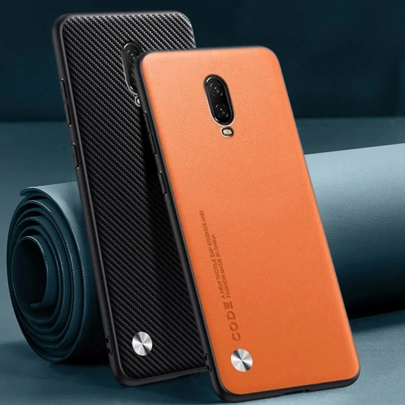 High quality PU leather case for OnePlus 6T rear cover Silicone shock-protected phone case for OnePlus 6T 6 oneplus6t