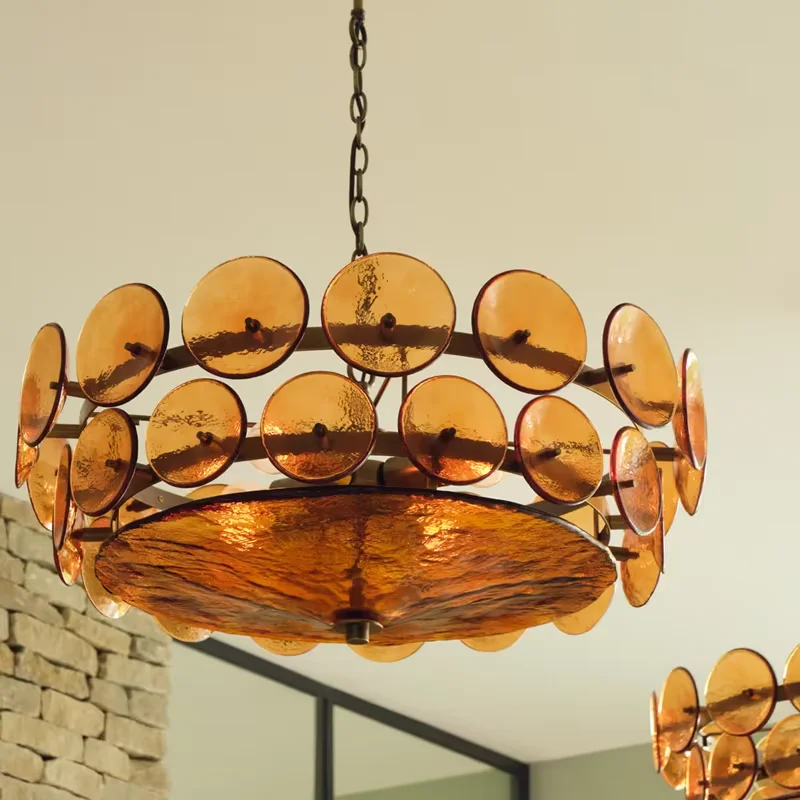 French retro colored glass pendant light Murano brown Glass Living Room pendant Lamp restaurant Luxury designer Chandelier