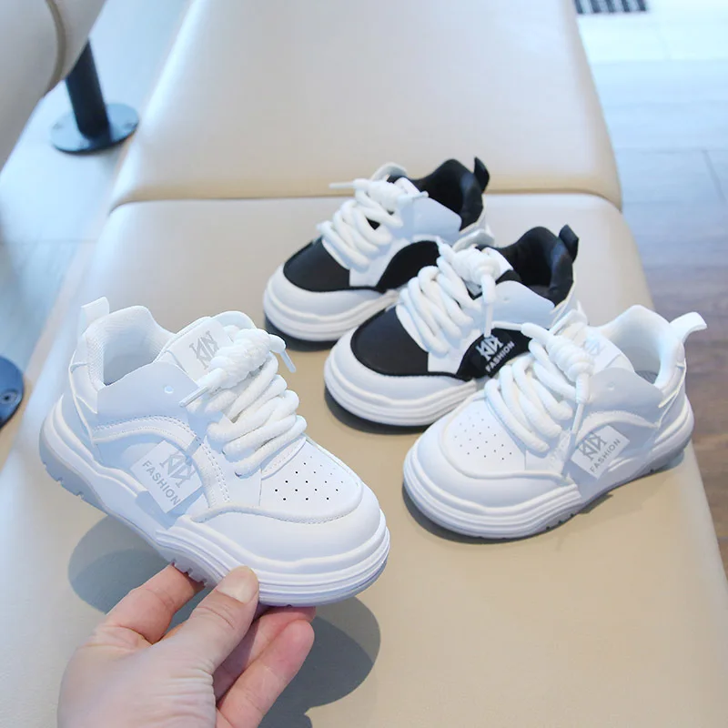 Student Campus Spring Autumn Non-Slip Soft Sole Sneakers Boy Girl Breathable Lightweight Casual Shoes Children Kids White Shoes