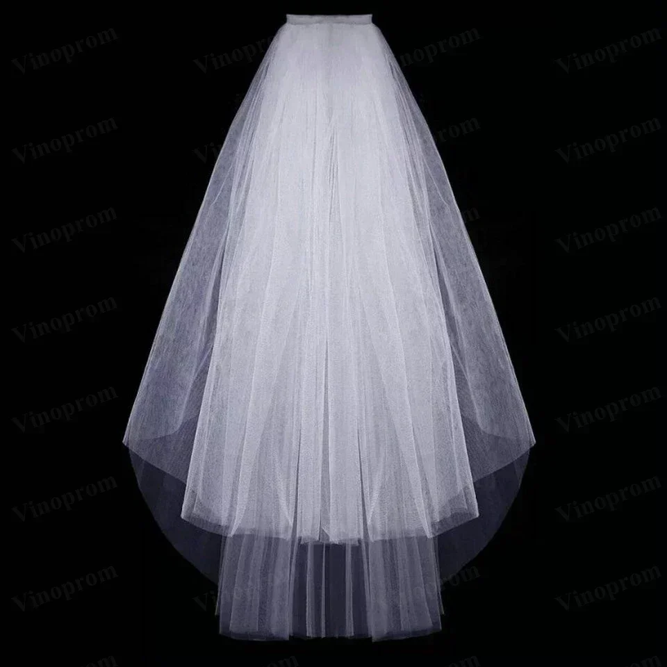 Short 2-Tier Wedding Veil with Comb - alternate angle