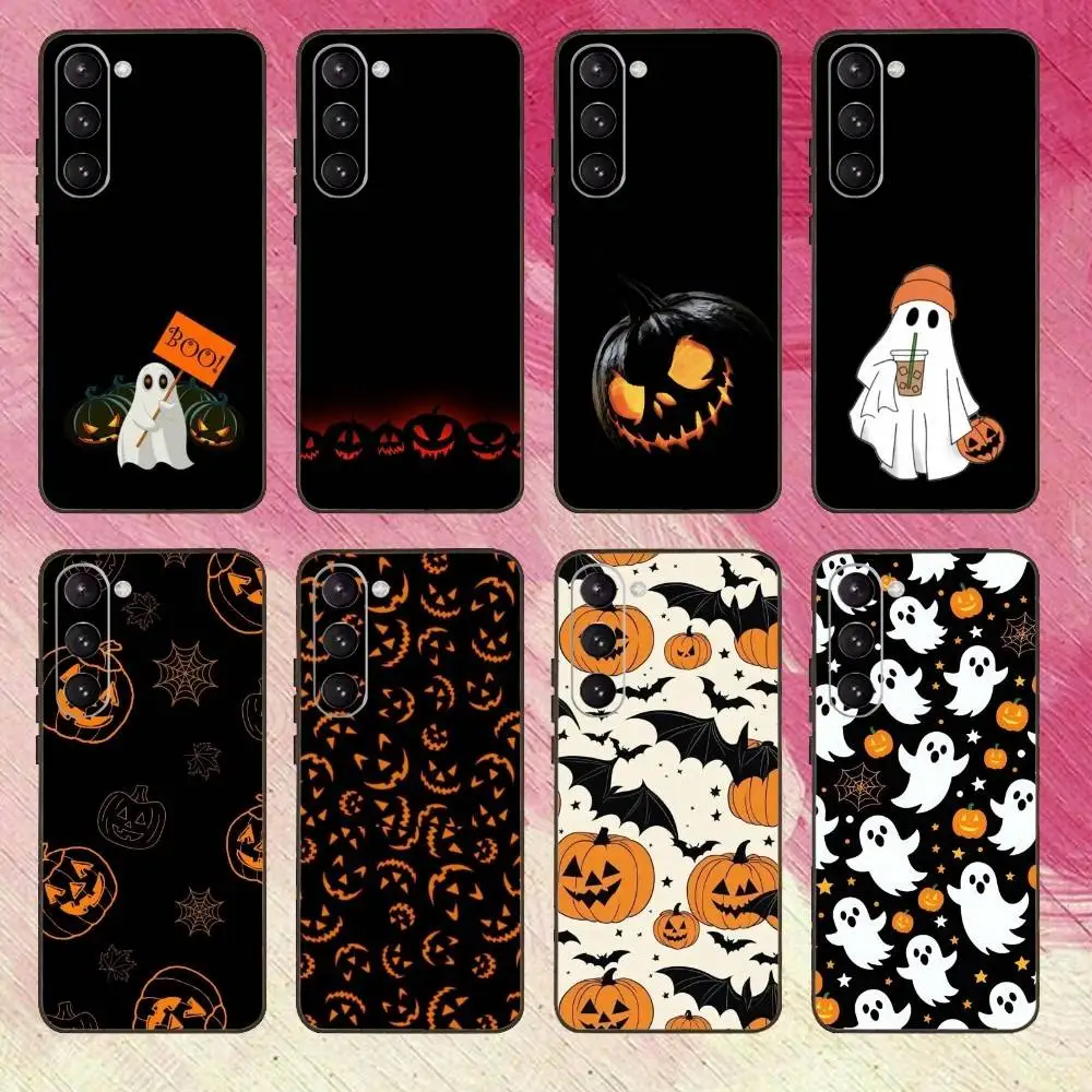 

Halloween Pumpkin and Spooky Phone Case For Samsung Galaxy A73,A72,A71,A70,A53,A52,A51,Others Soft Black Cover
