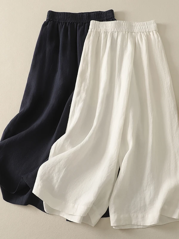 

Новые женские повседневные брюки-кюлоты 2025 года из льна, дышащие, с эффектом прохлады, длиной 7/8, с завышенной талией, из хлопка