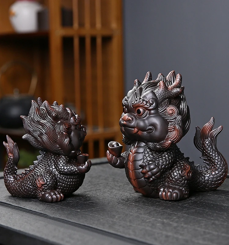 Purple pottery Chinese Dragon Tea Pet Living Room Tea Table Decoration Tea Ceremony Accessories Tea Tray Decoration