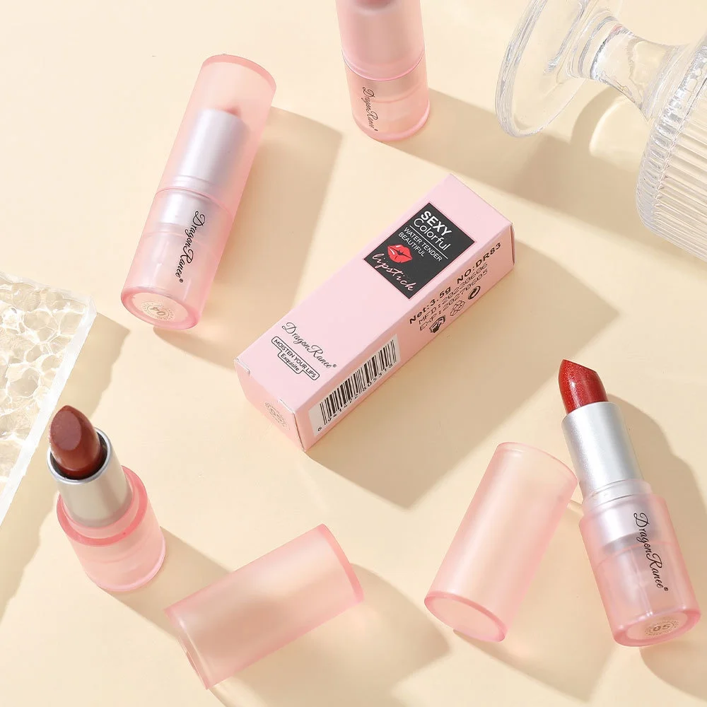 Nuevo lápiz labial de terciopelo con purpurina brillante, duradero, resistente al agua, hidratante, brillo de labios con forma de perla, taza antiadherente, lápices labiales rojos rosas