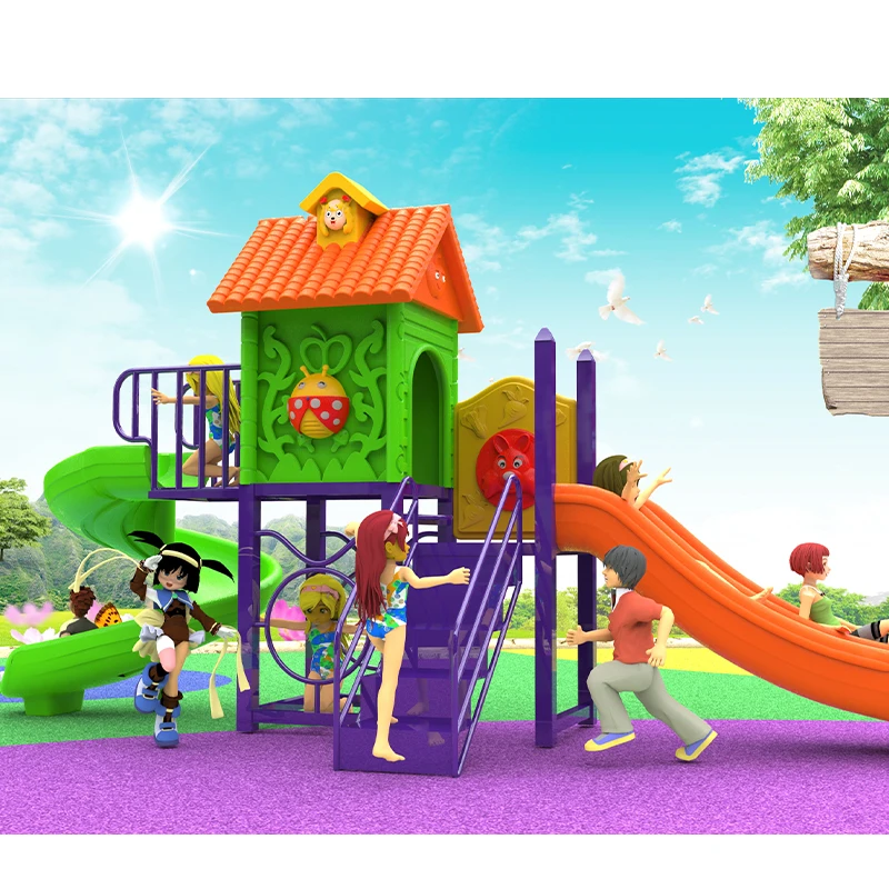 Garden Multi-Functional Kids Amusement Equipment Small Plastic Slide Children Outdoor Playground for Kindergarten
