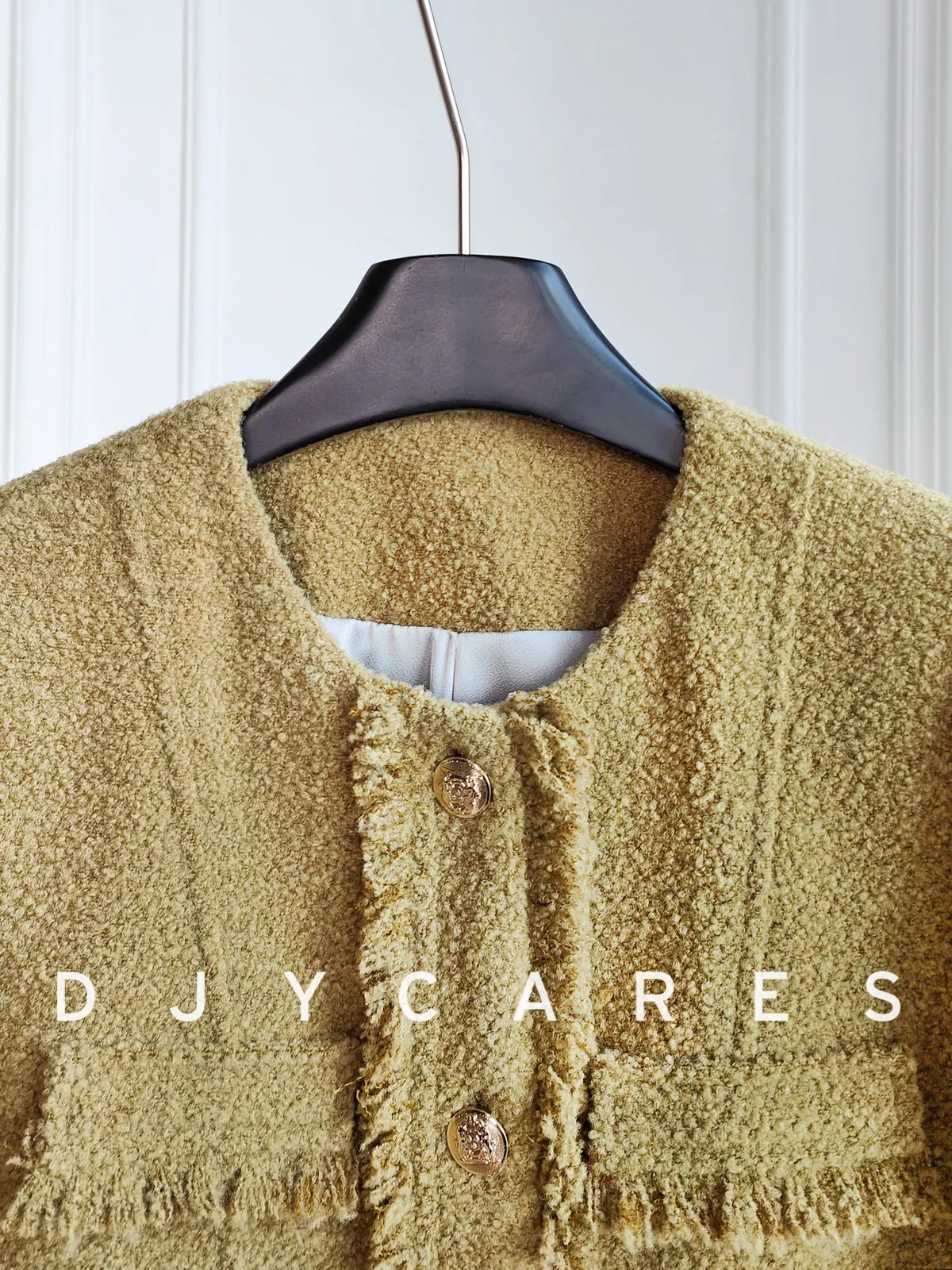 New Fashionable green brown coarse woolen coat, exquisite top big  size