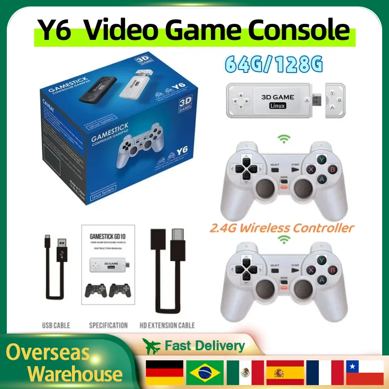 

Y6 Retro Video Game Console 4K HD TV Video Game Stick Portable Handheld Game Console 2.4G Wireless Controller Family Multiplayer
