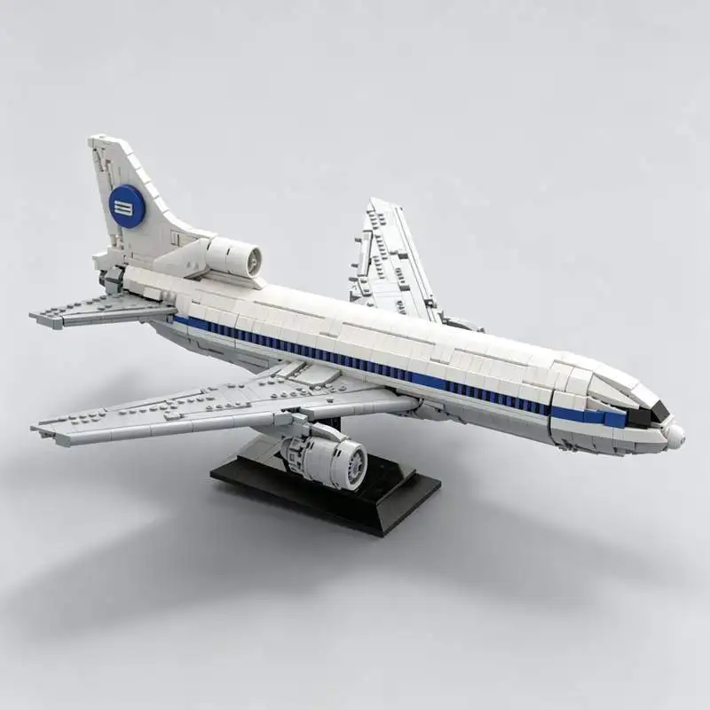 2196PCS Classic Vintage Wide Body Three Engine Jet Airliner Model Building Blocks Custom Puzzles DIY Interior Display Toy Gift