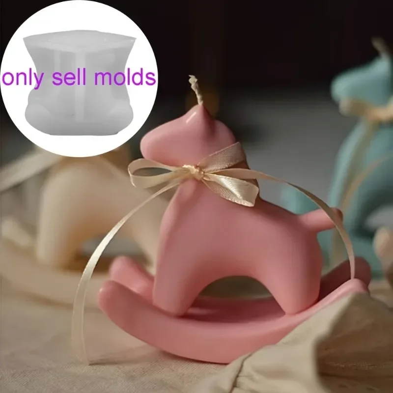 3D Rocking Horse Silicone Mold Resin Candle Making Molds Creative Cute Pony Home Decor Gift Ornament Latest 2026 Models