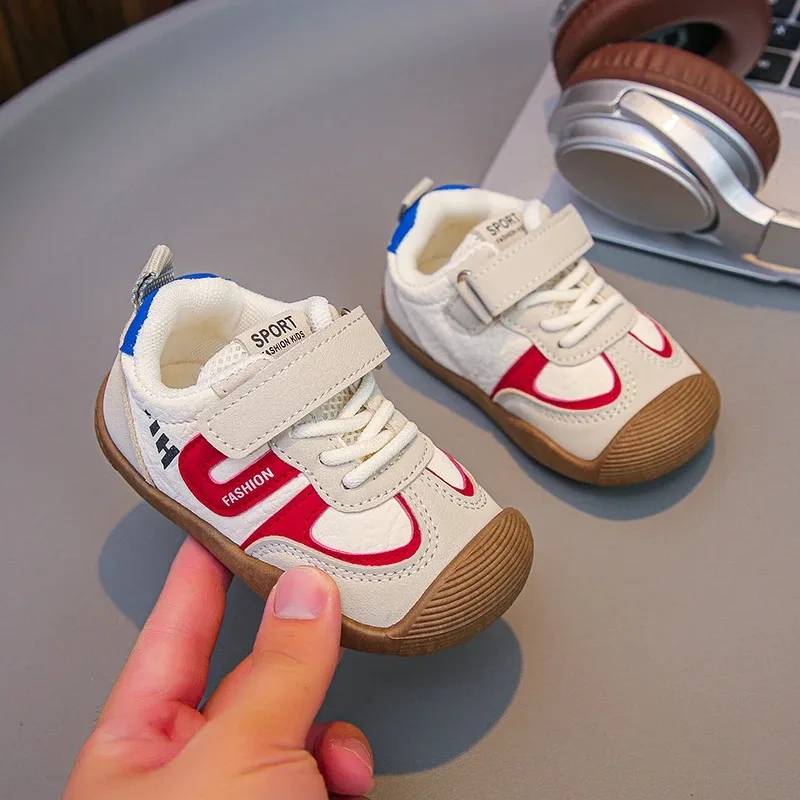 Toddler Retro Casual Sneakers, Anti-Collision Toe Hook and Loop Walking Shoes, Soft Non Slip Baby Trainers Spring Autum