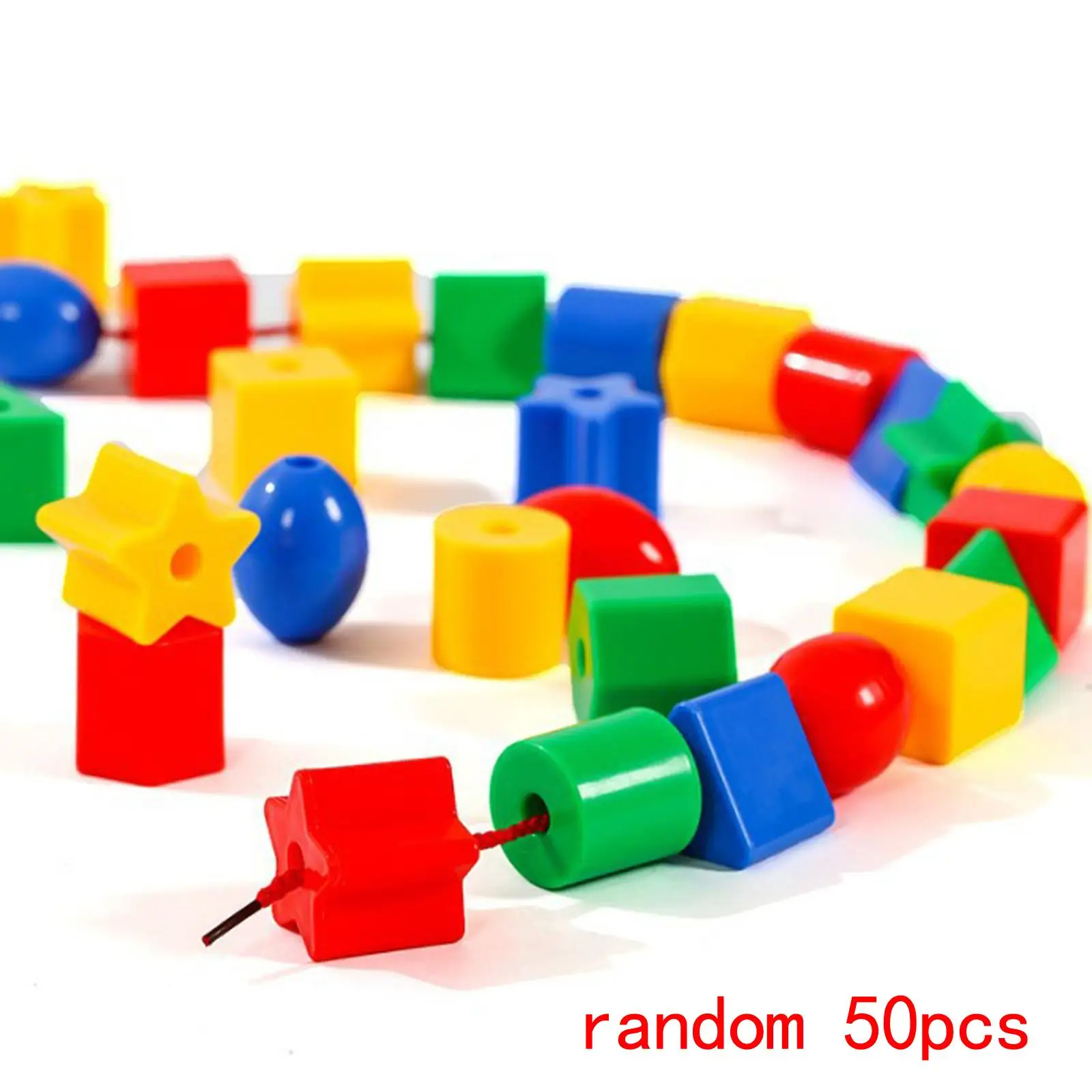 50Pcs Lacing Beads Toys Educational Toys Fine Motor Skills Color and Shape