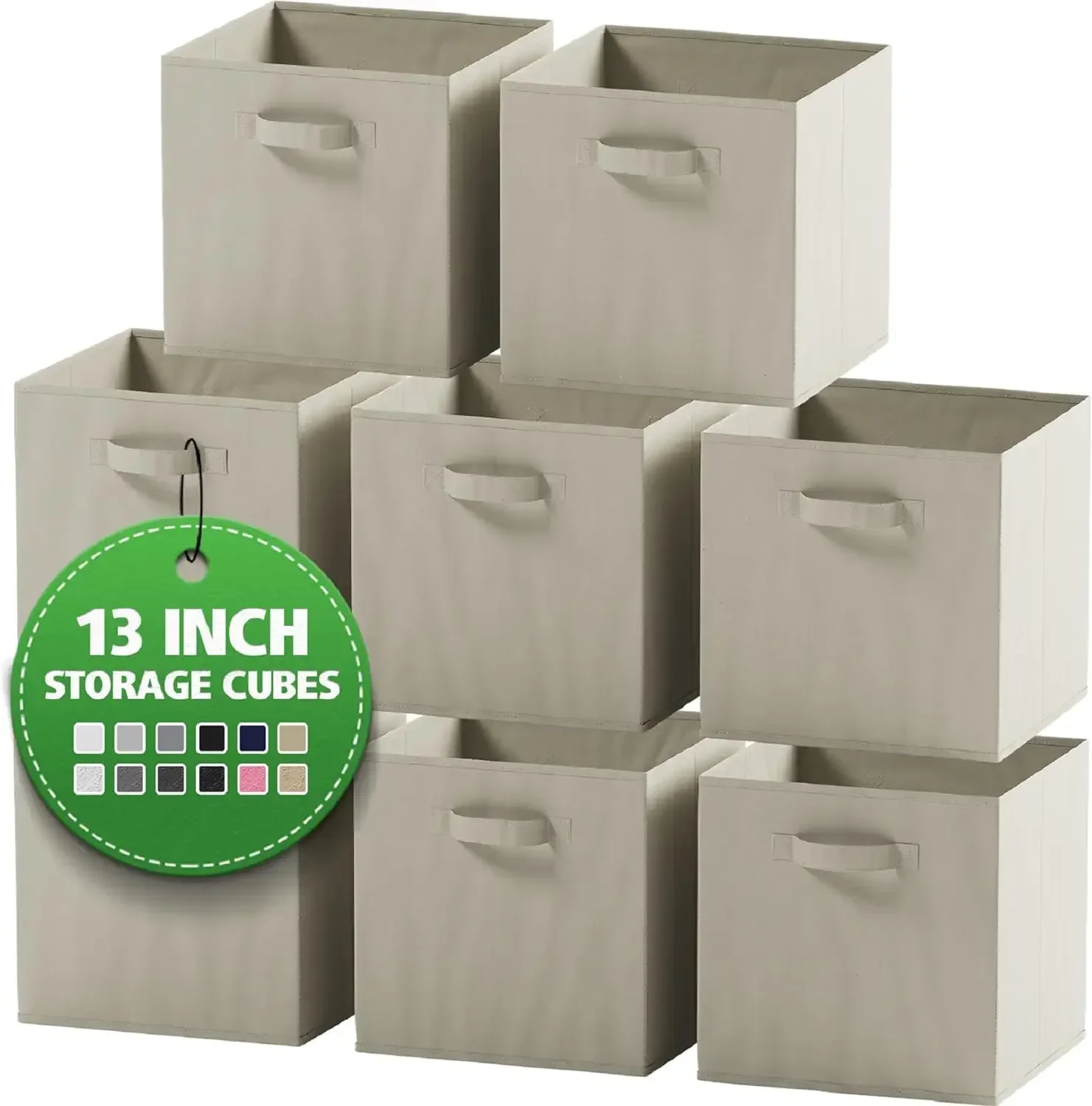 Fabric Storage Cubes for Cube Organizer - 8 Pack Heavy Duty BeigeStorage Bins - 13 Inch Cube Storage Bin