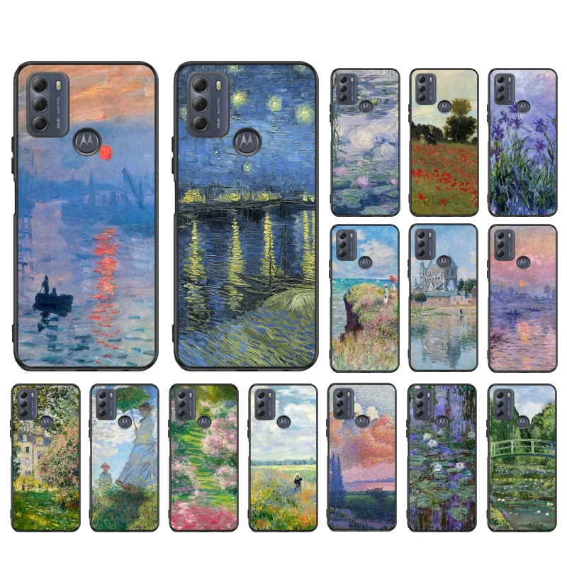 Claude Monet Garden Lotus Case For Motorola Edge 50 40 Pro 50 40 30 Ultra Neo Fusion Moto G Play G Stylus G Power G 5G