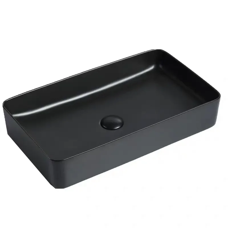 Square Black Matte Ceramic Integrated Countertop Basin Modern Art Washbasin for Home Bathroom Sink