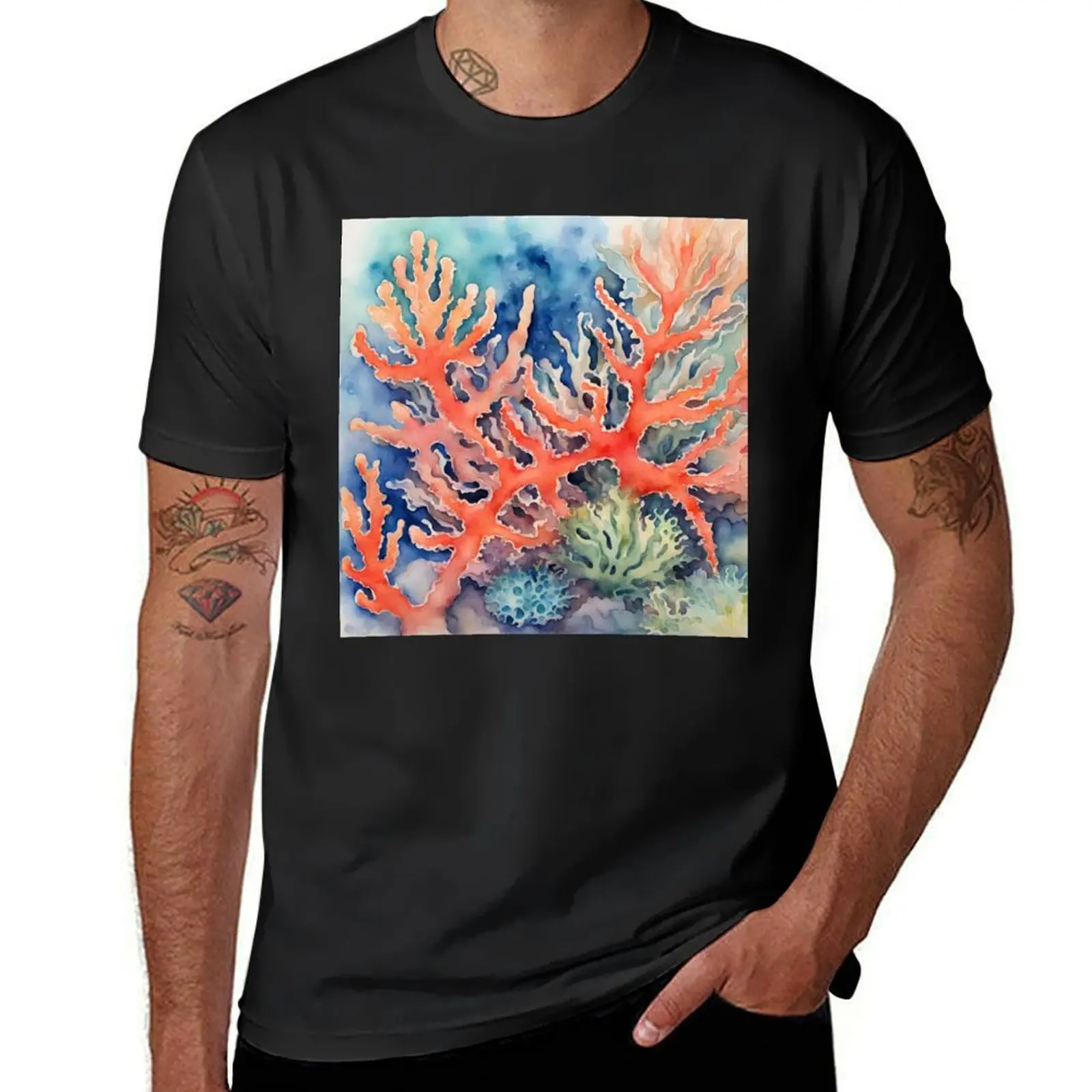 

Colourful coral abstract art T-Shirt Personalized t-shirt tshirts personalised tops slim fit t shirts for men