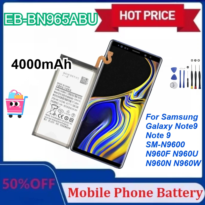 

New EB-BN965ABU 4000mAh Mobile Battery with tools for Samsung Galaxy Note9 Note 9 SM-N9600 N960F N960U N960N N960W