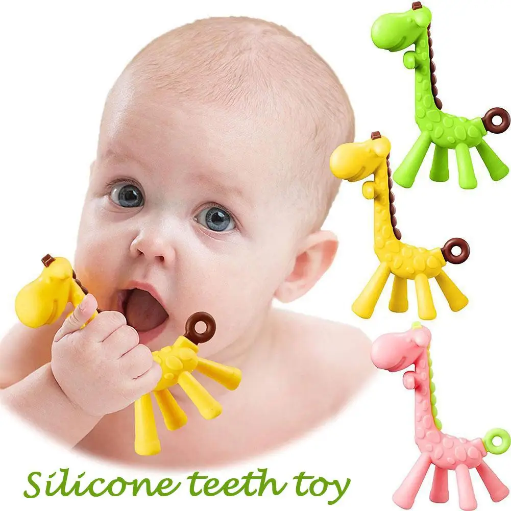 Food Grade Silicone Children's Teething Stick Toys Teether Silicone Giraffe Toys P9y4