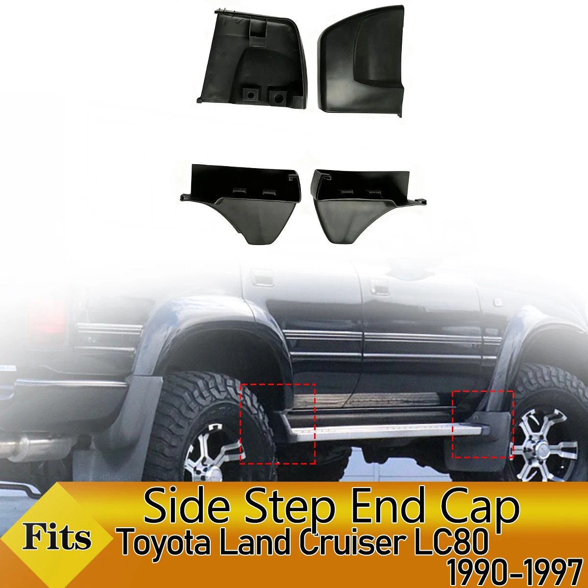 Tampa lateral do pedal da etapa lateral da porta do carro tampa da placa de corrida tampa do pedal para toyota land cruiser lc80 1990-1997