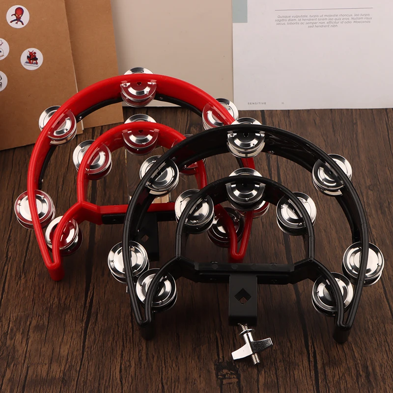 

Drum Circle Double Row Rattle Drum Rings Semicircle Tambourine With Mounting Eye Bolt Orff Percussion Musical Instruments