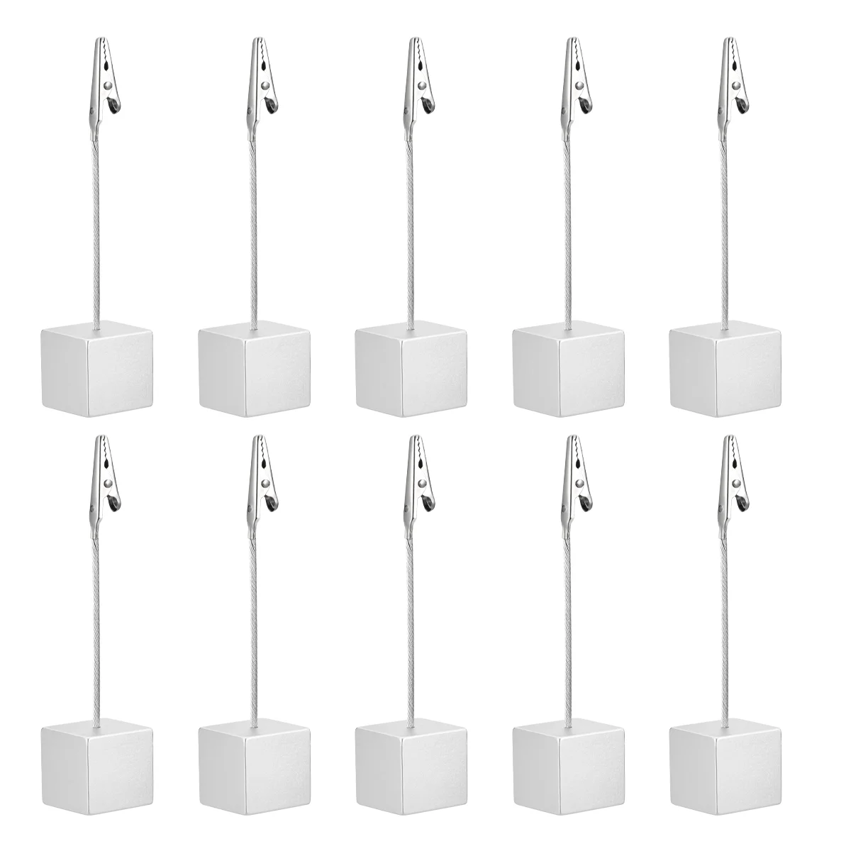 Tinksky 10pcs Cube Base Memo Photo Holder Paper Note Clip (Silver) Memo holder Photo clip Paper clip