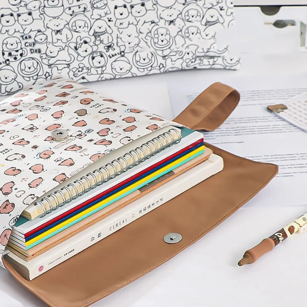 A4 Size Capybara File Folder Large Capacity Fabric Capybara File Organizer Cartoon Dog Washable Capybara Storage Bag Documents