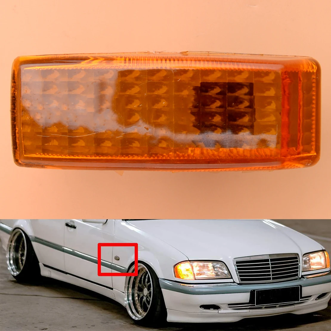 2028201621 Amber Lens Side Marker Fender Light Repeater Indicator Turn Signal Lamp Fit For Mercedes-Benz W124 R129 W140 W202