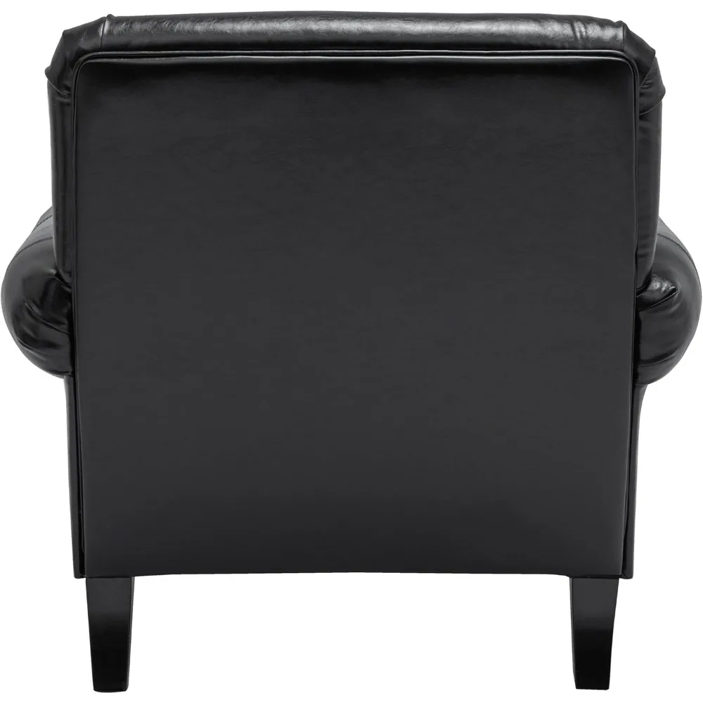 كرسي، كرسي بذراعين بعمق المقعد مقاس 22.4 بوصة مع أذرع دوارة، 36.6 وات * 34.3D * 34.6H كرسي غرفة المعيشة، أرجل خشبية، مجموعة من 1، جلد صناعي #5