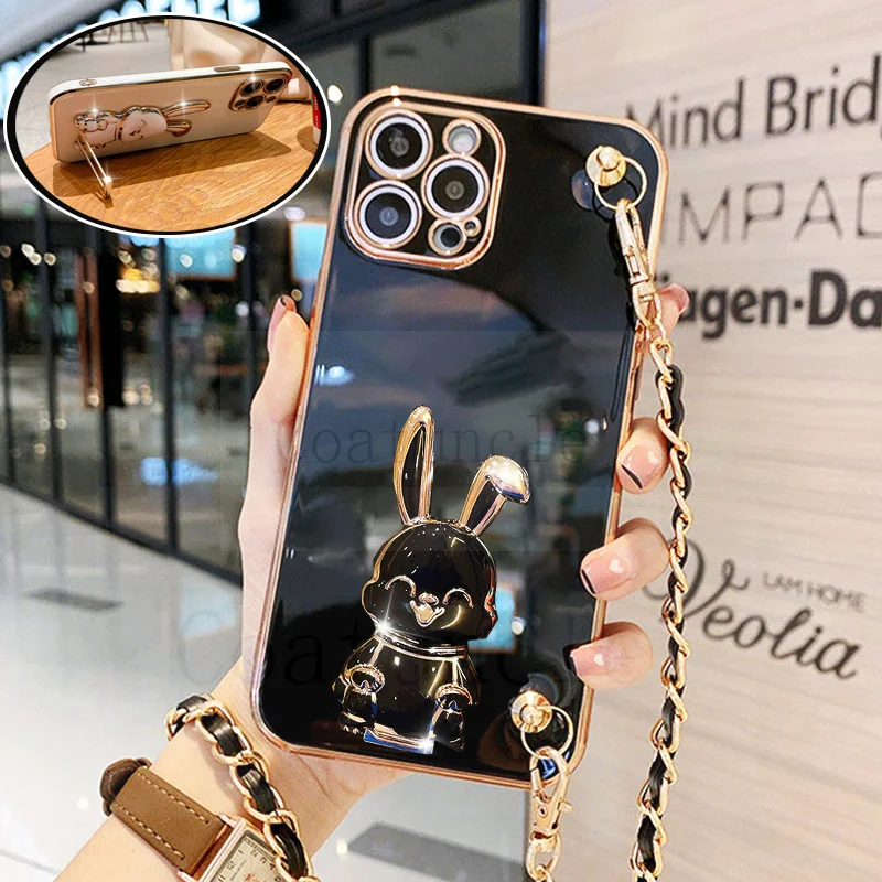 Crossbody Lanyard Necklace Leather bracket Phone Case for Huawei P30 P60 Art P Mate 50 40 30 20 P50 P40 P20 Lite Pro Y6P Cover