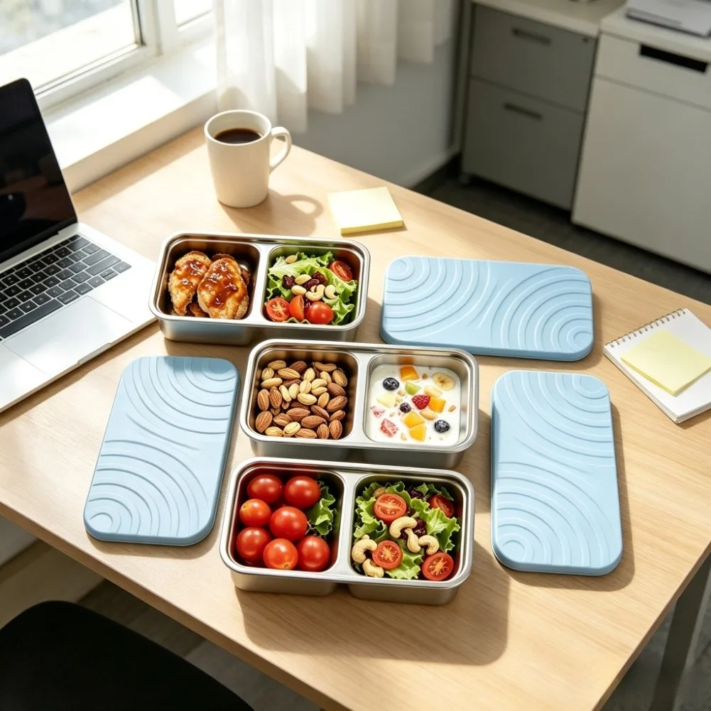 Stainless Steel Food Storage Containers 3 Pack 800ml Each for Refrigerator Friendly Meal Prep and Easy Cleaning