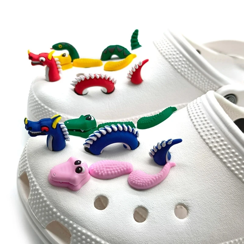 3PC/Set Spoof Cartoon China Dragon PVC Hole Shoe Charms Fit Croc Snake Decorations Buckle DIY Funny Shoe Accessories Unisex Gift