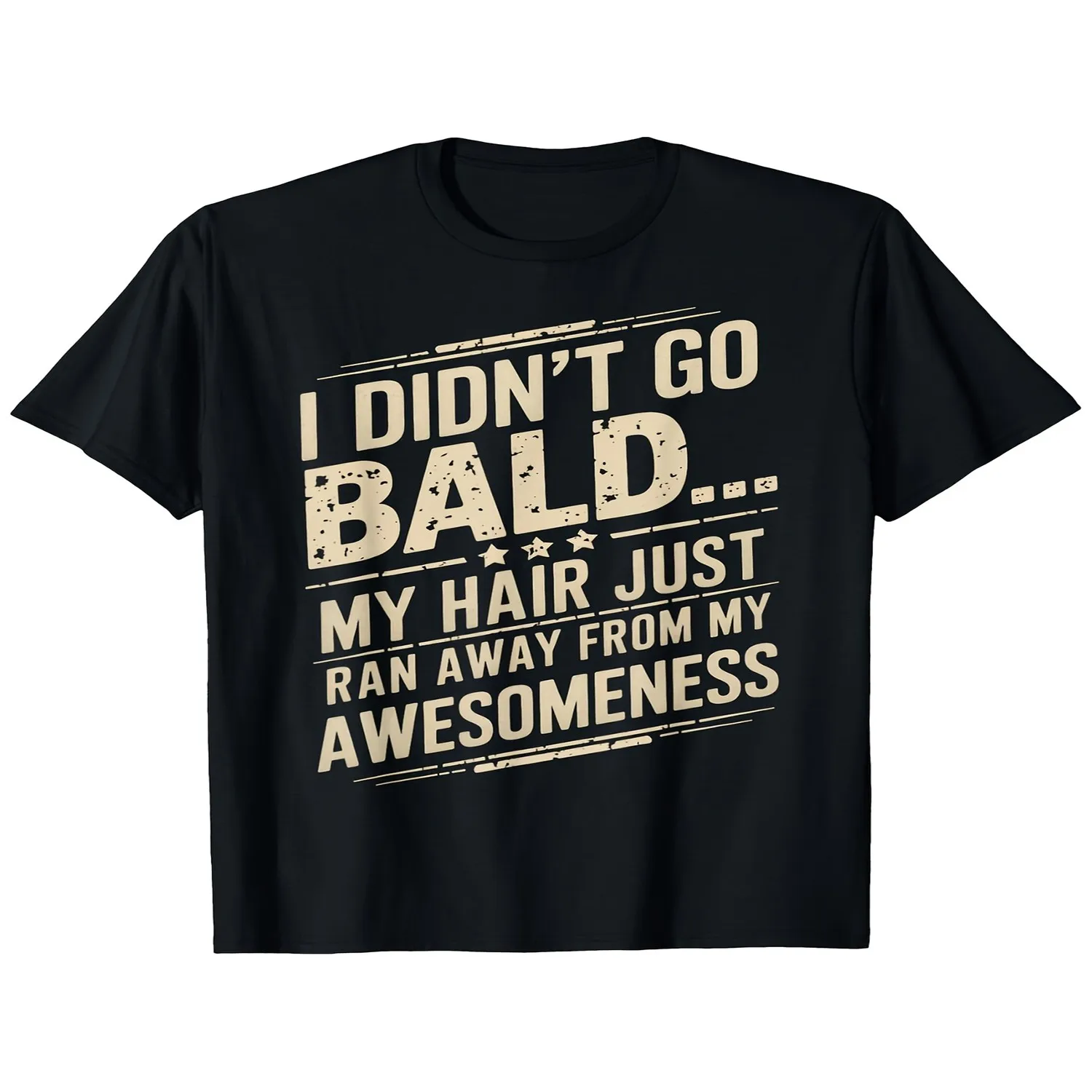 Mens Hair Just Ran Away Funny Bald Head Bald for Man Bald Hair Bald T ShirtSame Style for Men and Women 2025 Summer Short-sleeved Printed T-shirt Pure 220G Retro Graphic Shirt, Holiday Tshirt