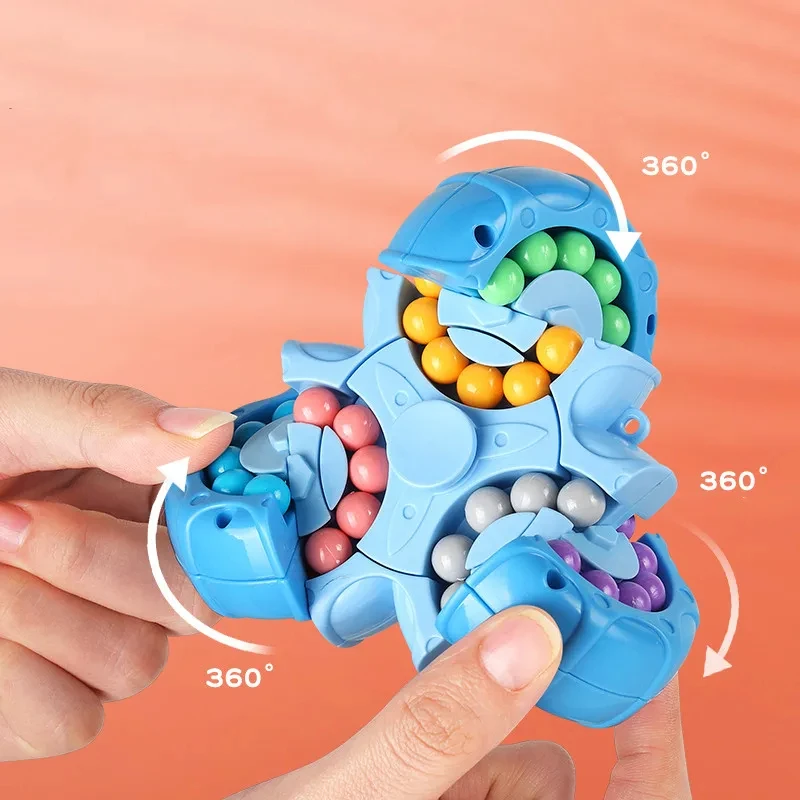 Nouveau dix faces Rotation doigt haricots magiques Spin perle Puzzles jeu Gyro anti-stress apprentissage éducatif disque magique pour les enfants