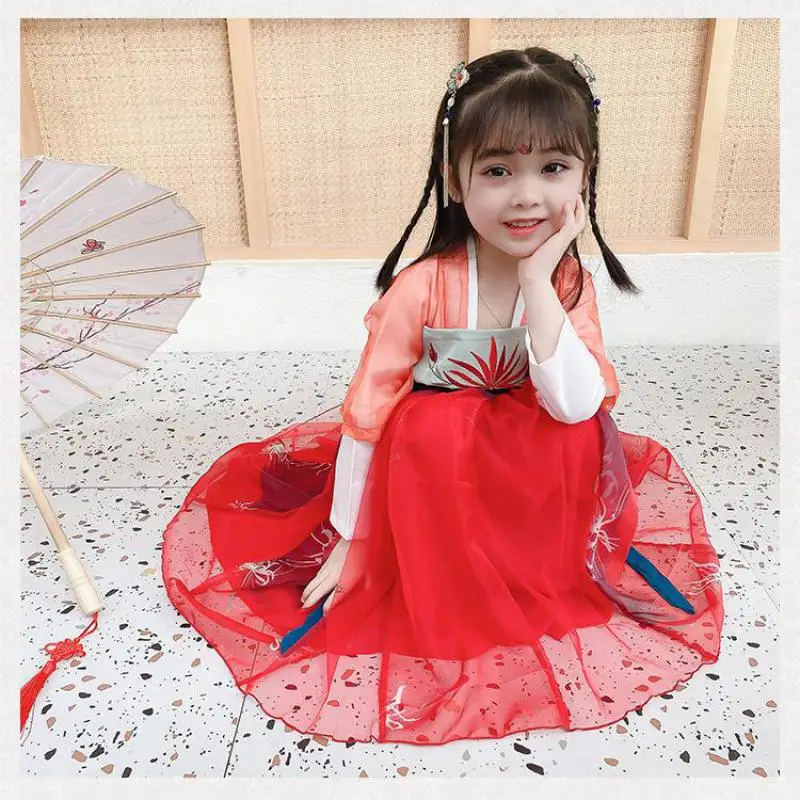 Mädchen Neue Chinesischen Stil Alte Stickerei Retro Hanfu Fee Süße Reizende Prinzessin Rock Party Abend Leistung Kleid Vestido