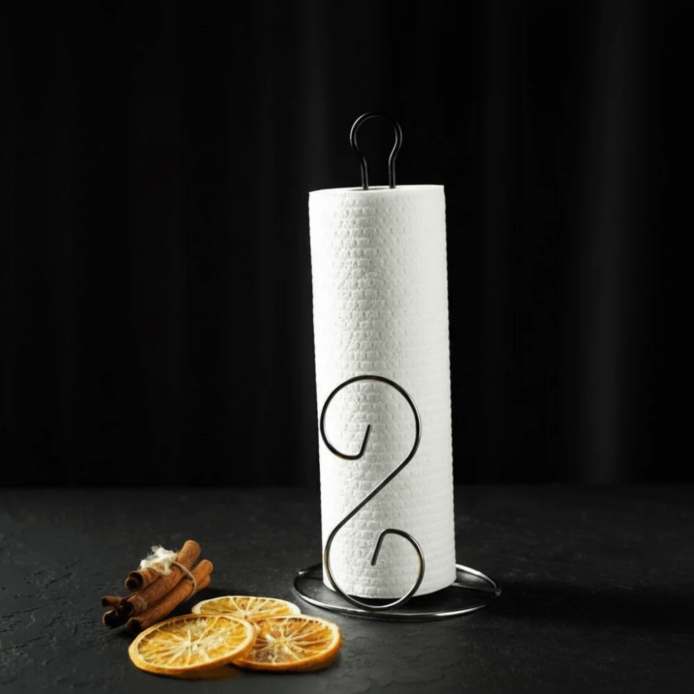 Metal Toilet Paper Stand Rustproof Modern Design Roll Paper Storage Rack Anti - Corrosion Storage Of Cling Film Paper Dispenser