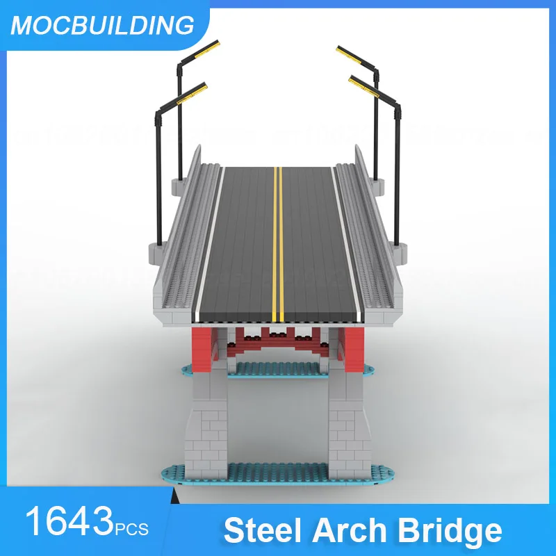 قوالب بناء نموذج جسر قوس من الفولاذ MOC ، طوب تجميع ذاتي الصنع ، مجموعة شاشات عرض النقل ، ألعاب إبداعية ، هدايا ، من من من من من من