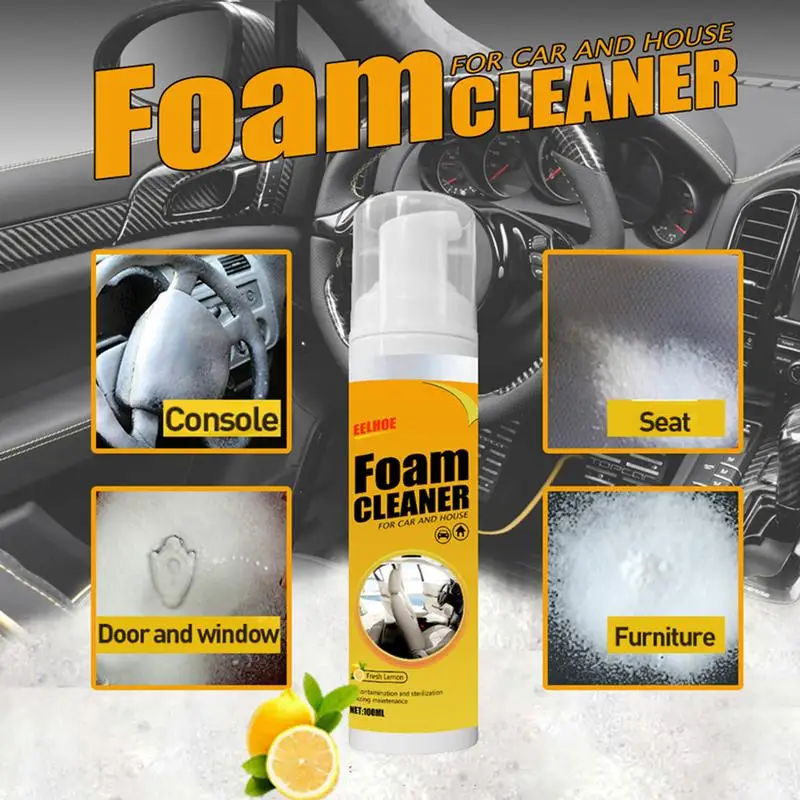 Car Foam Cleaner Auto Interior Cleaning Agent Ceiling Dash Leather Plastic Water-free Strong Cleaning Agent Multi-purpose