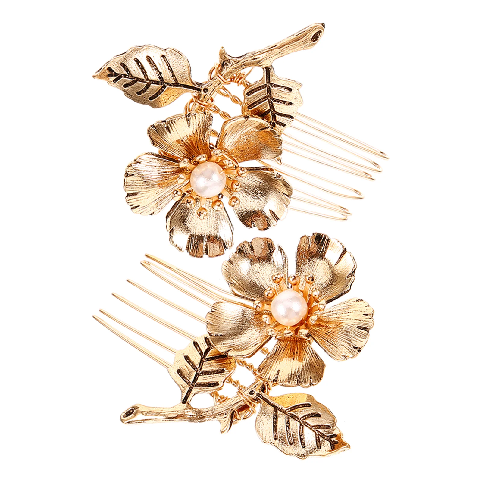 

2pcs Metal Hair Combs Vintage Flowers Design Wedding Bridal Accessories Gold HSJ7119AG Fine Hair Decorative Women Parties Prom