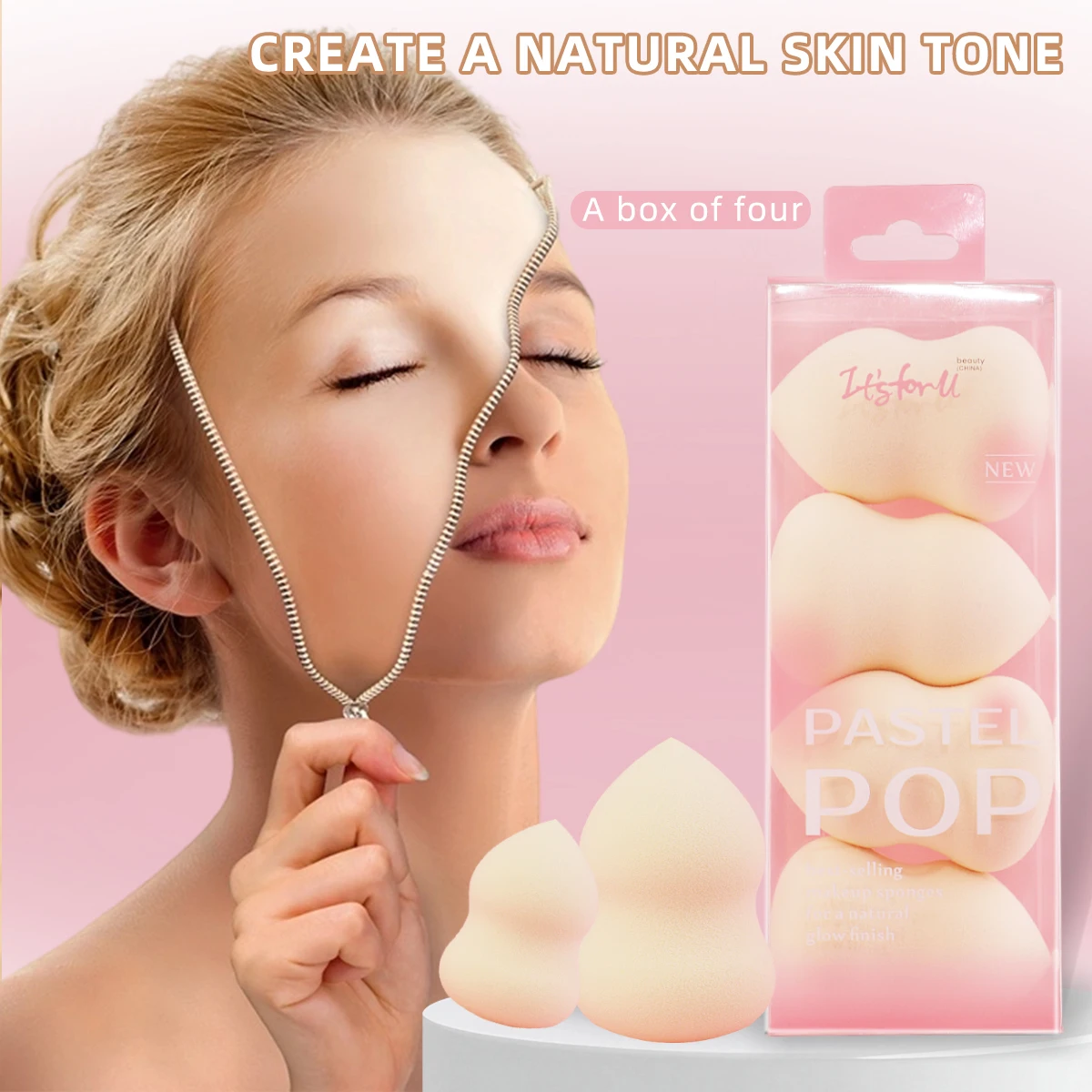 Juego de esponjas de maquillaje mixtas de 4 Uds., adecuado para base líquida, esponja de maquillaje, esponjas para polvos de doble propósito secas y húmedas