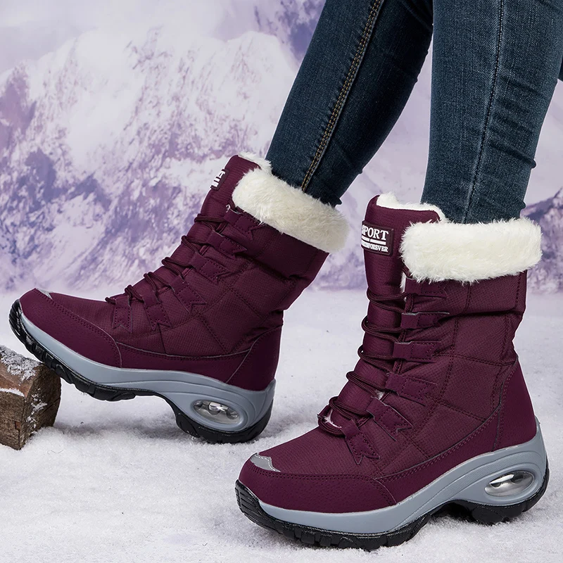 Shoes Woman Thick Bottom Winter Winter High Quality Boots Platform Anti Slip Snow Boots Luxury Warm Winter Casual Cotton Shoes