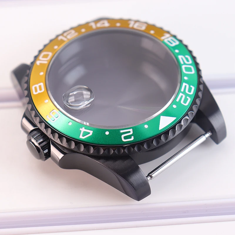 40mm Schwarzes Uhrengehäuse Saphirglas für Seiko NH35 NH36 NH34 NH38 ETA 2824 Miyota 8215 Uhrwerke 28,5mm Zifferblatt GMT Zweifarbige Lünette – Detail 7