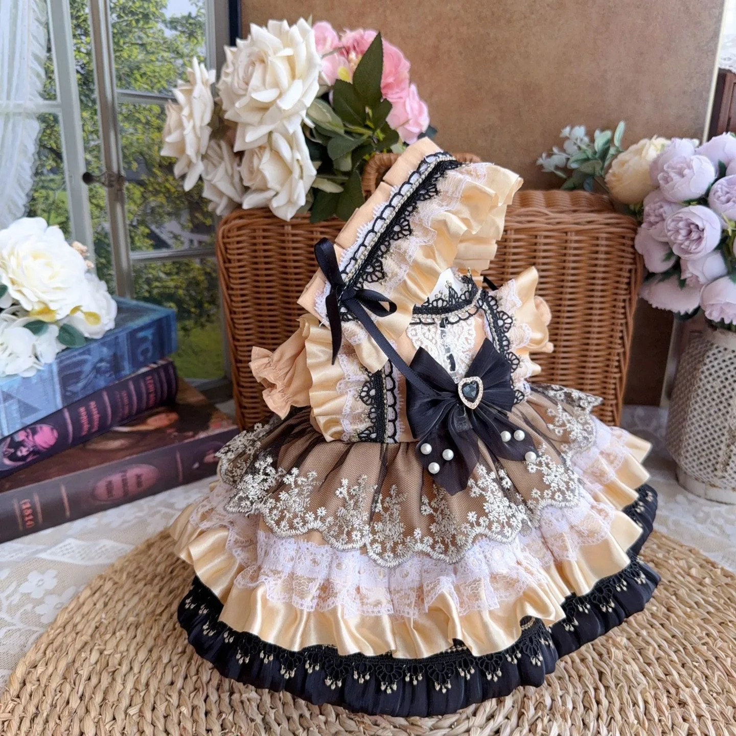 20cm 40cm 10cm 15cm Baumwoll-Puppenkleidung 50-55cm Reborn-Puppenkleidung Puppenkleid im Western-Stil Kaffeebraunes Kleid Haarband Kostenloser Versand