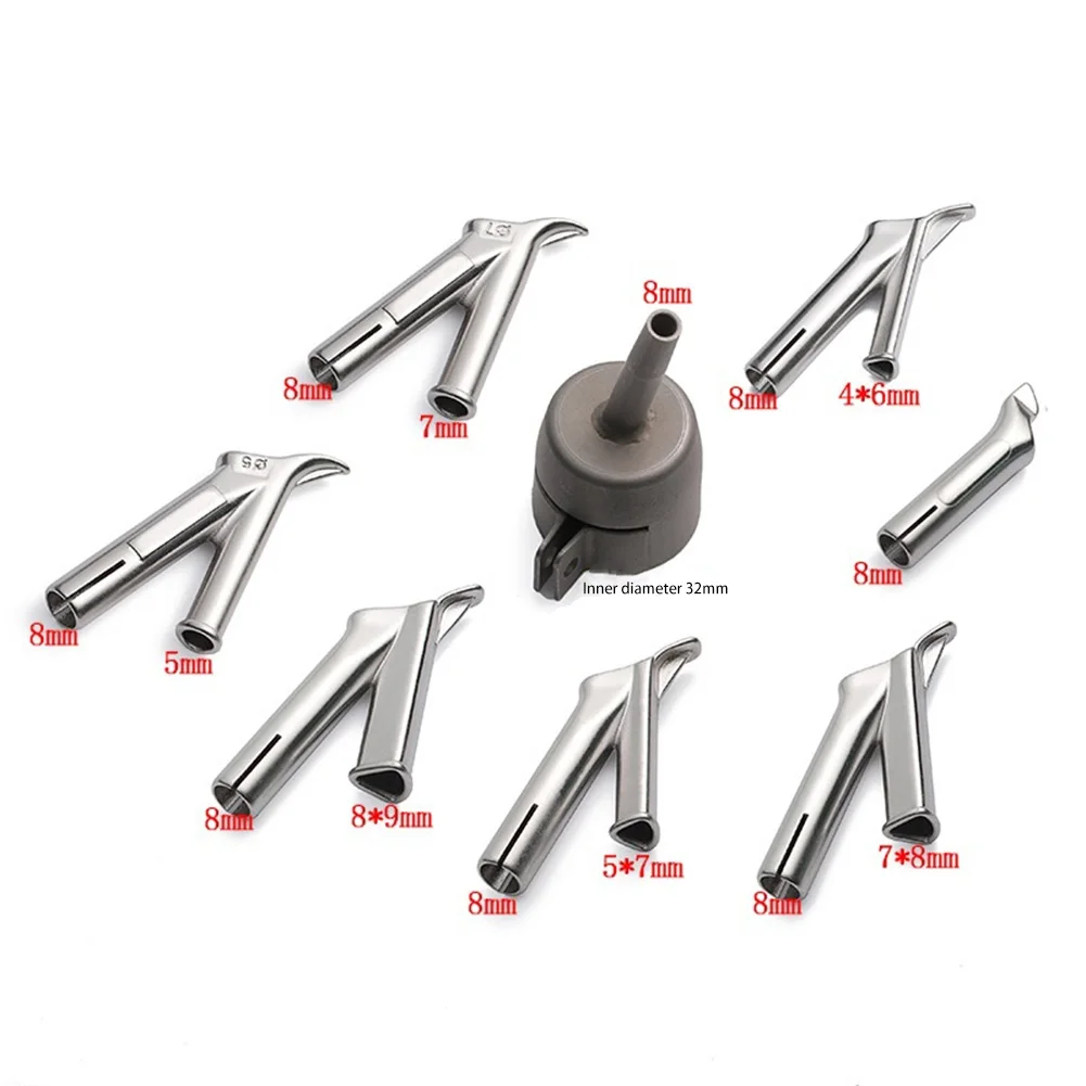 Bicos de ponta de soldagem de aço inoxidável, 8 peças para uso com dispositivo de ar quente de 1500-2000w com 32mm de diâmetro para soldagem para pp para pvc