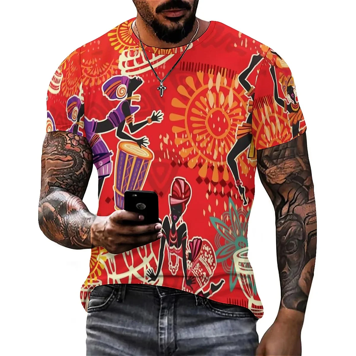 

Breathable & Quick-Dry New 3D Colorful Men's 3D Printed Short-Sleeve T-Shirt - Men's Holiday Gift Top