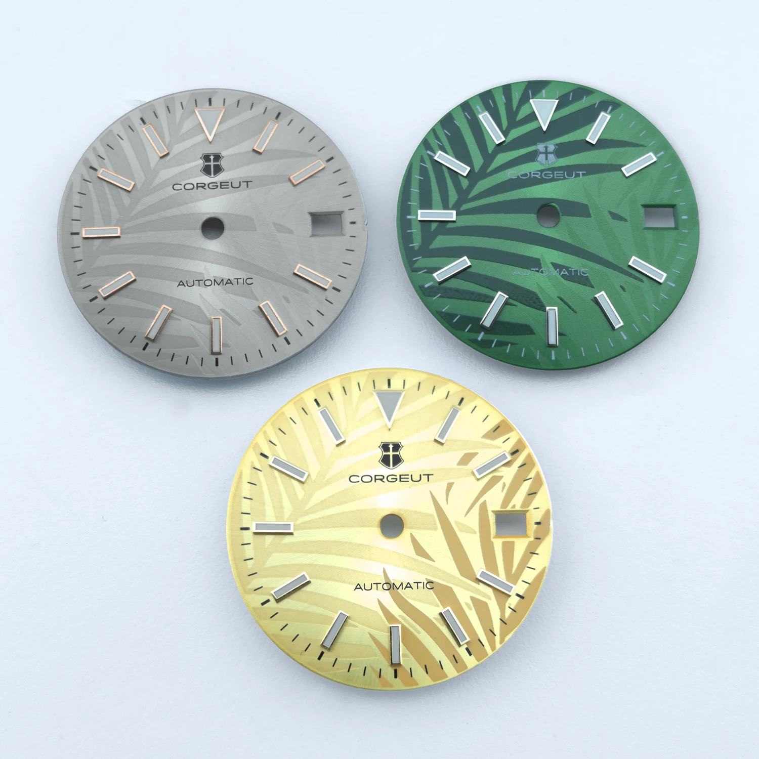 28.5mm Watch Dial Leaf Pattern Rose gold/Silvery Studs for NH35/NH36 Movement