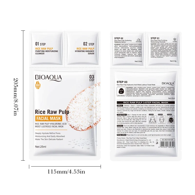 White Rice Face Mask Sets Brighten Moisturizing Improve Lightening Wrinkle Facial Serum Cleanser Face Masks Beauty Skin Care view 6